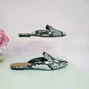 Bamboo Snakeskin Print Slip On Mule